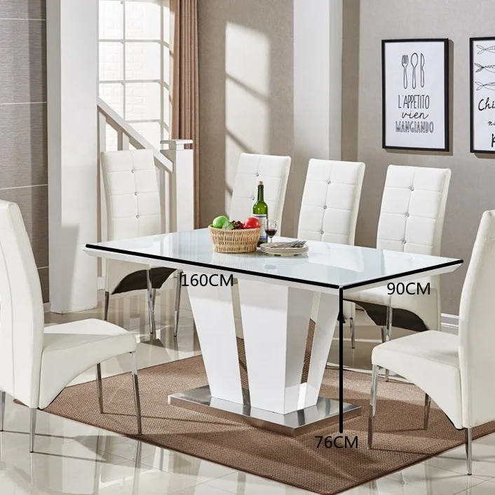 Modern Living dining Room Furnitures house mdf Table Stainless Steel Frame Rectangular Center Dining Table set