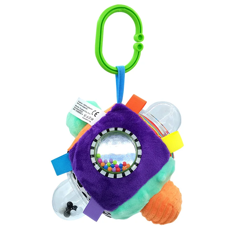 babyfans 2024 new design product baby soft cube hanging toys with rattle mirror for stroller or crib different material sensory