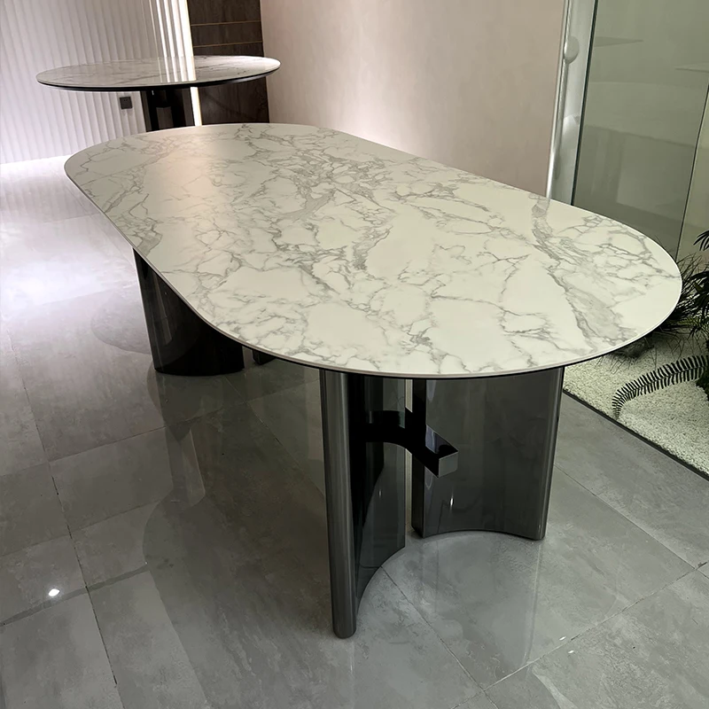 Итальянский минималистский керамический обеденный стол Spinnakerd, ламинированный прямоугольный дизайнерский минималистский обеденный стол для дома, ресторан, длинный стол