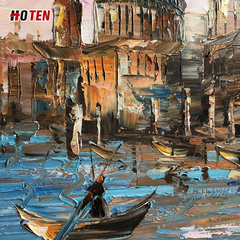 Venice retro handmade painting in landscape painting rosy clouds