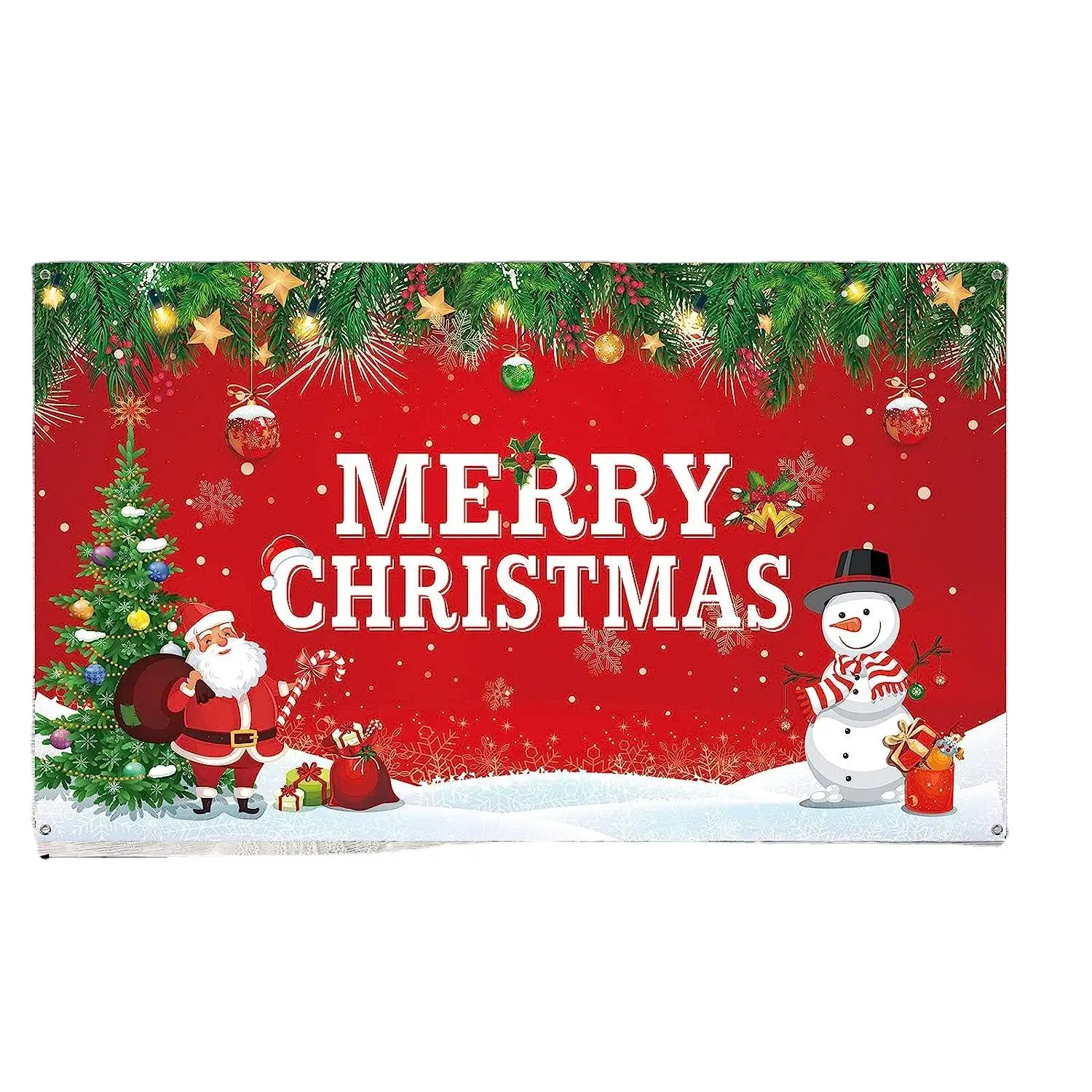 Winter Christmas Backdrop For Photography Banner Extra Large Snow Wonderland Snowman Scene Xmas Tree Background For Christmas