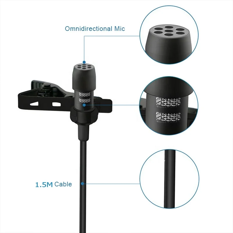 Wired Omni-direction Microphone  Lavalier Lighting Port Mini Clip Mic Mobile Phone Microphone for IP 11 12 13