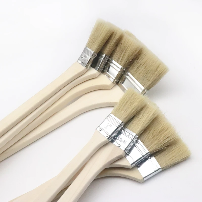 Industrial Grade 2inch Paint Brush Wooden Handle Natural Bristle Angle Bend Curve Long Wall Professionals DIY Customizable OEM