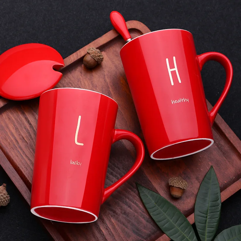 Custom logo handmade white/black wood handle ceramic coffee mug unique tea cup with lid