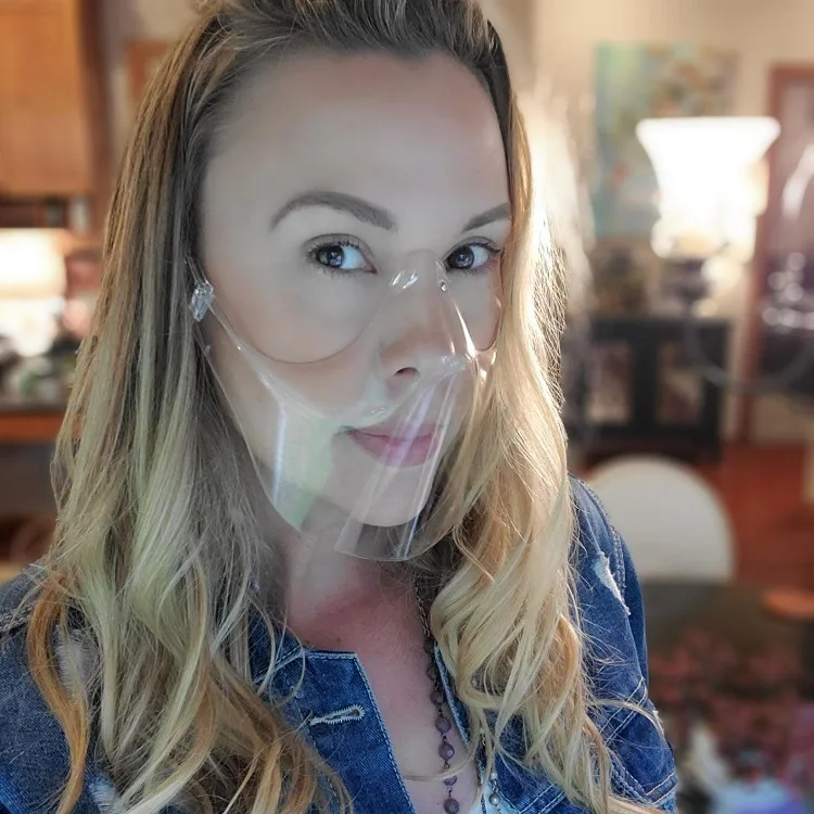 Anti Fog Eco-friendly Durable Clear Face Mask Sunglasses Plastic Face Shield Reusable for Deaf Mute Lip Read Fully Transparent