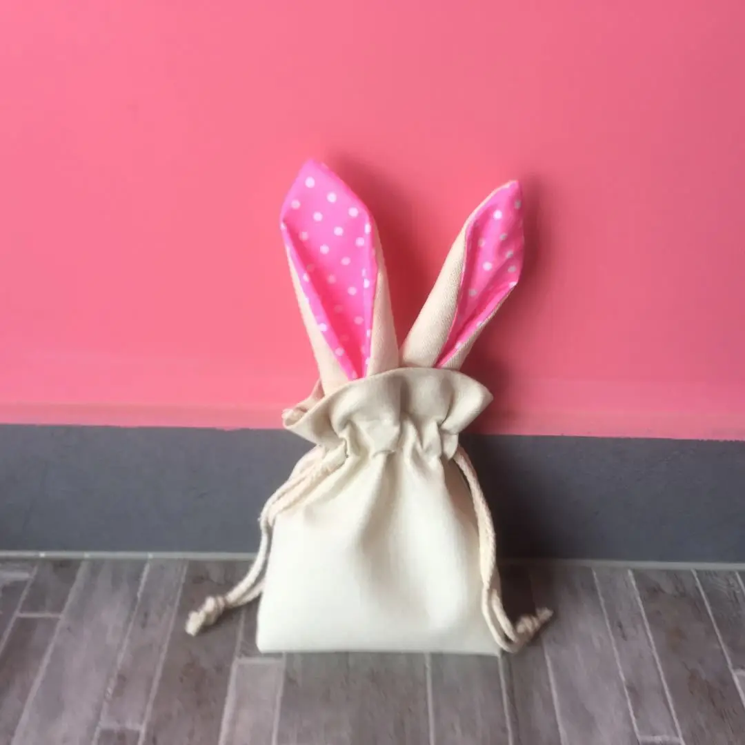 A-011 Sublimation Easter Bag Hot Sell Blank Easter Bunny Ear Drawstring Egg Candy Basket Party Decor Linen Kids Pendant Bucket