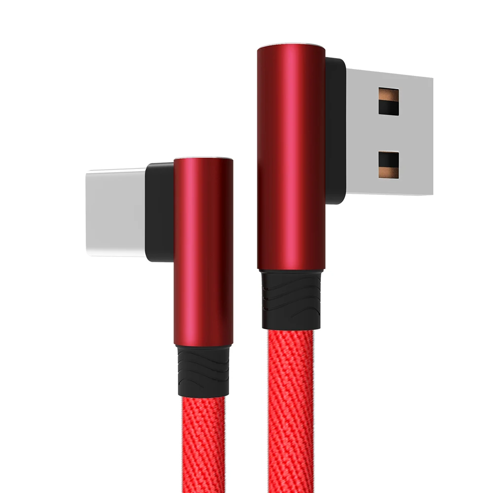 Разумная цена устойчивый зарядный кабель 1 м плетеный под прямым углом Usb-кабель для передачи данных
