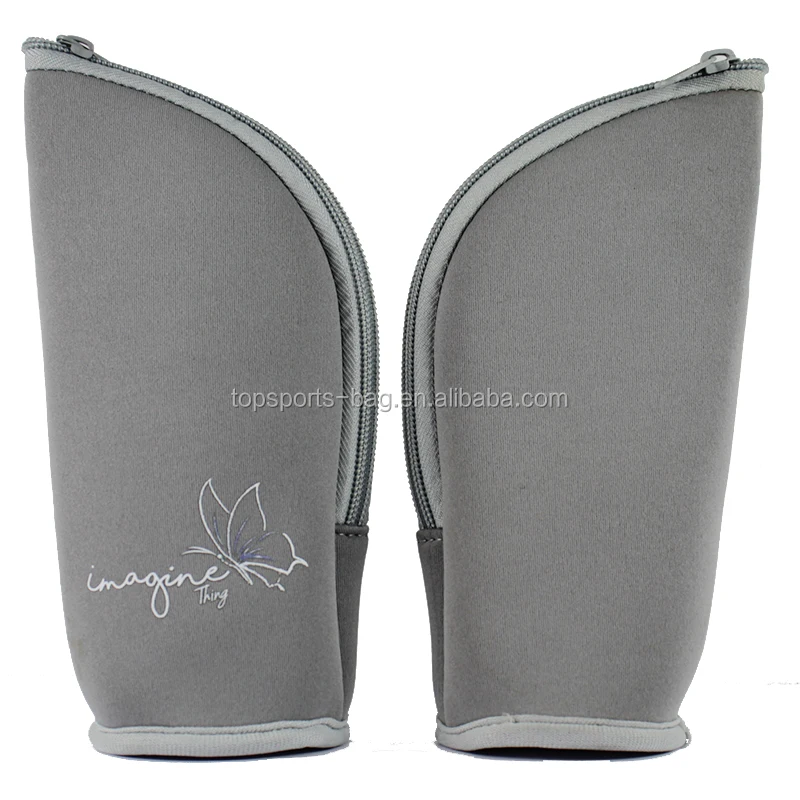 Free Stock Sample Grey Custom Logo Neoprene Standing Pencil Case Pen Bag for Teen Girl Boy