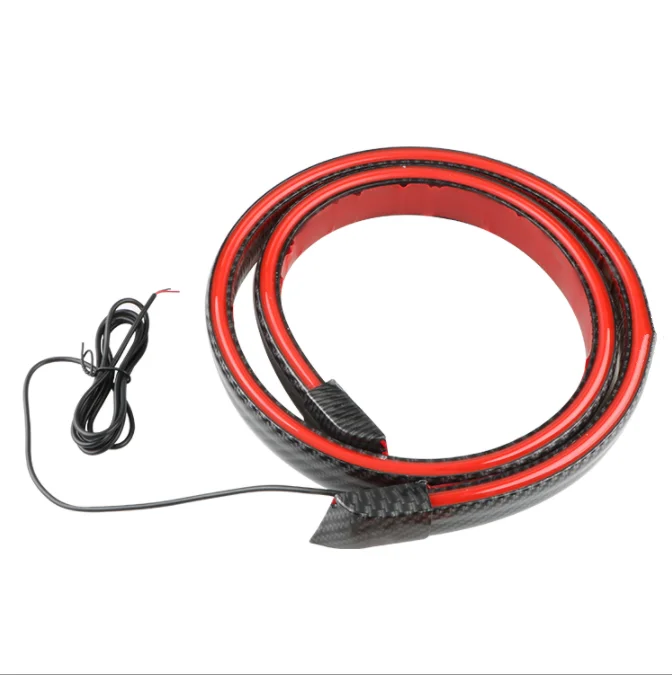 12V LED Auto Turning Signal Flexible Strip Lamp Carbon Fiber Rear Trunk Tail Spoiler Strip for Car Brake Single Deck