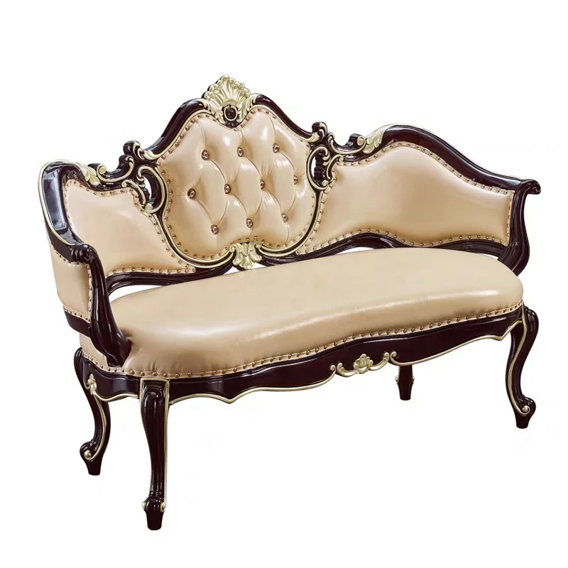 Chinese Home Furniture Factory Wholesale Solid Wood Carved Classic Royal Leather Chaise Lounge Chair in Optional Furniture Color