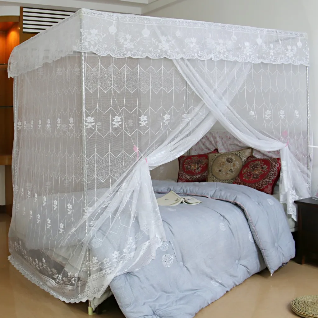 
Wholesale Ultra Large Stainless steel Frame Rectangular King Size Bed Mosquito Net In Lace For Double Bed 