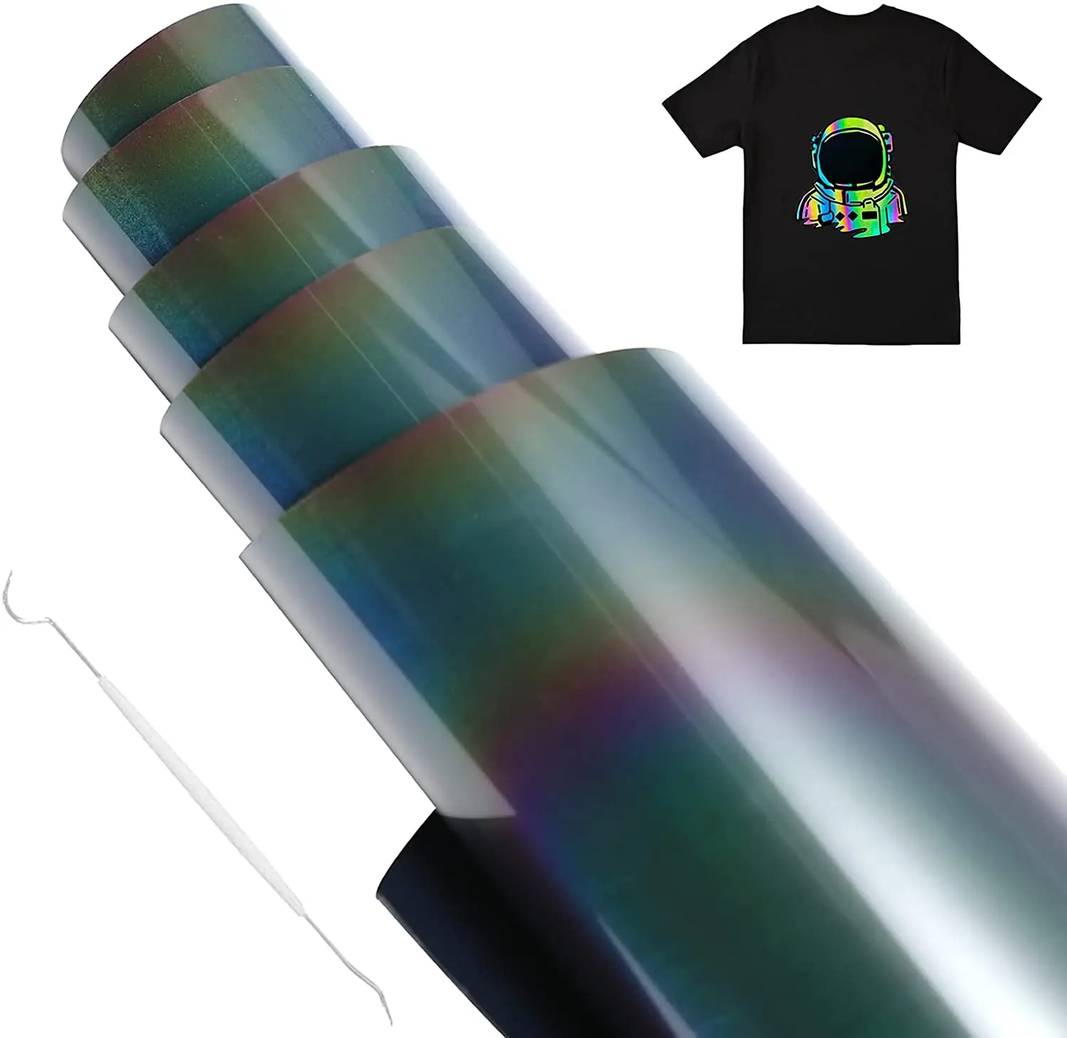 HTV Hot Transfer Pressure Heat Press T-shirt Clothing Textiles Cotton Fabric Reflective Rainbow Heat Transfer Vinyl For T-shirt