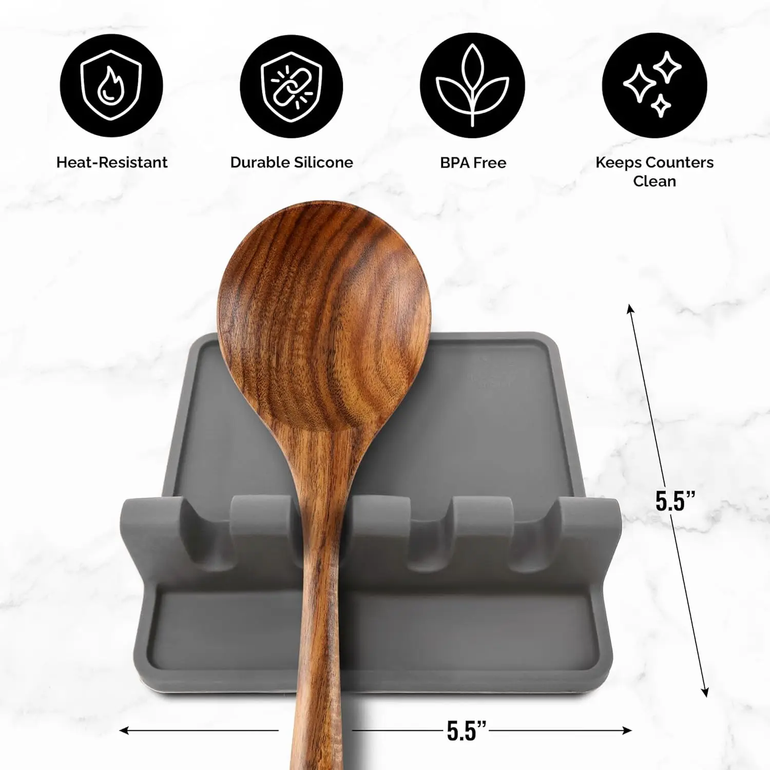 Kitchen Silicone Utensil Rest BPA Free Durable Heat-Resistant Spoon Rest for Stove Top Spoon Rest for Kitchen Utensils Holder