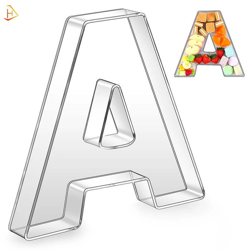 Custom Letter A-Shaped Clear Acrylic Candy Chocolate Biscuit Tray Fruit Bowl Wedding Party