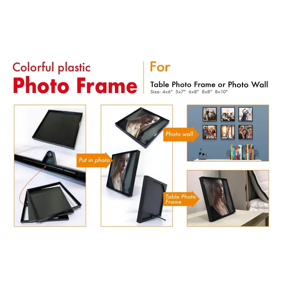 Hot Sale 8*8 Light DIY Wall Mounts Picture Wall Photo Frame Tile Photo Block Plastic Frame for Photo Wall