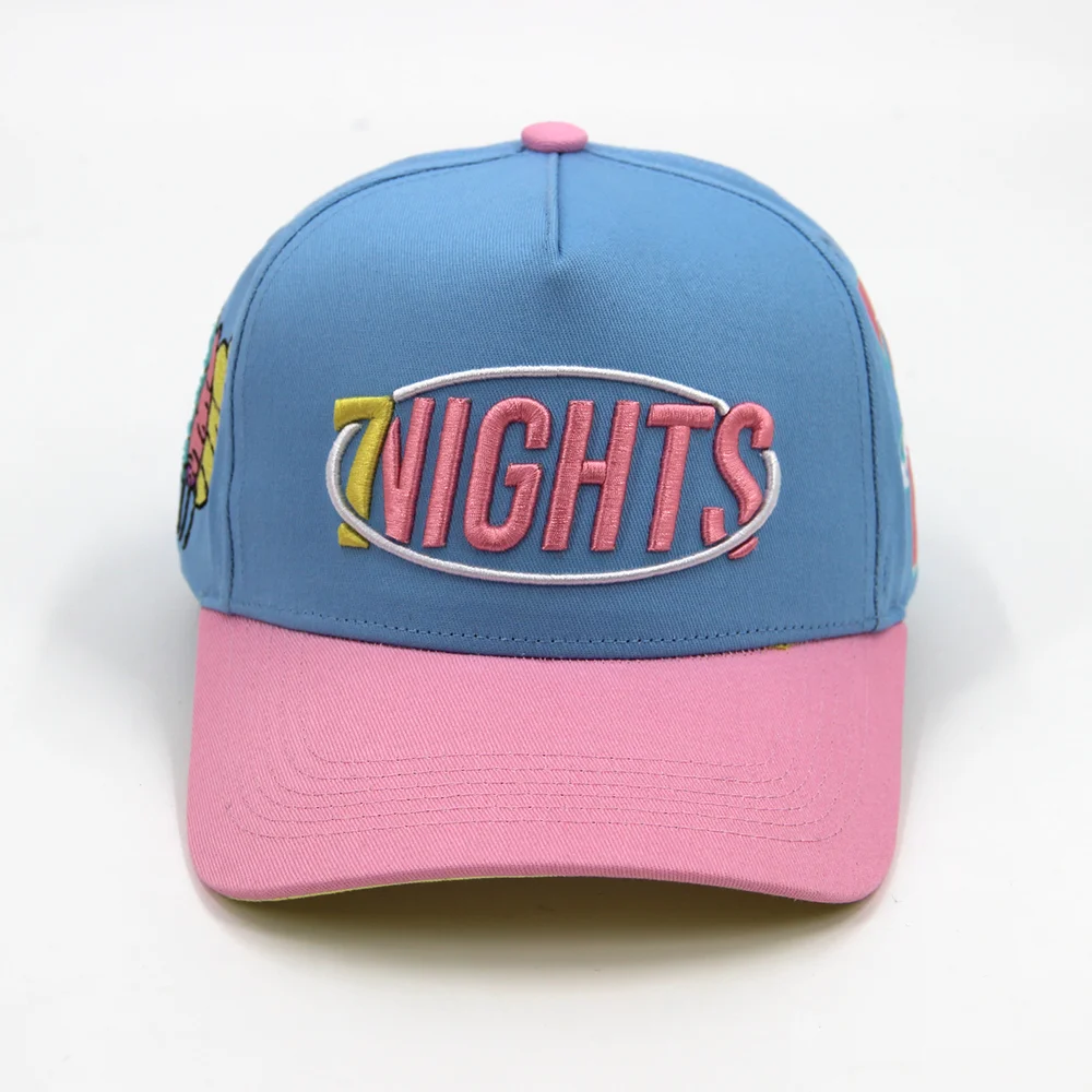 Cap manufacturer Custom 5 panel curved brim structured baseball ball cap with embossed logo