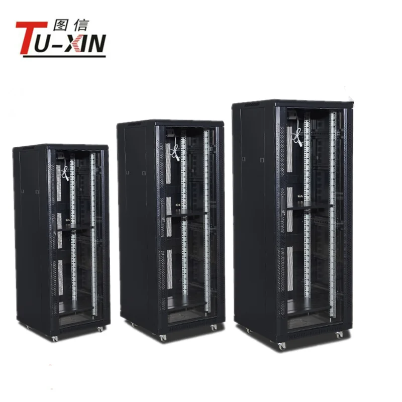 OEM high Quality tempered glass door data center  for school/office/building with 19' 42u server rack cabinet