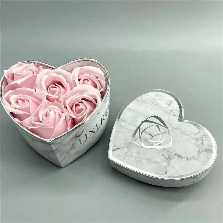 High quality luxury cardboard paper box printing marbling custom logo packaging flowers