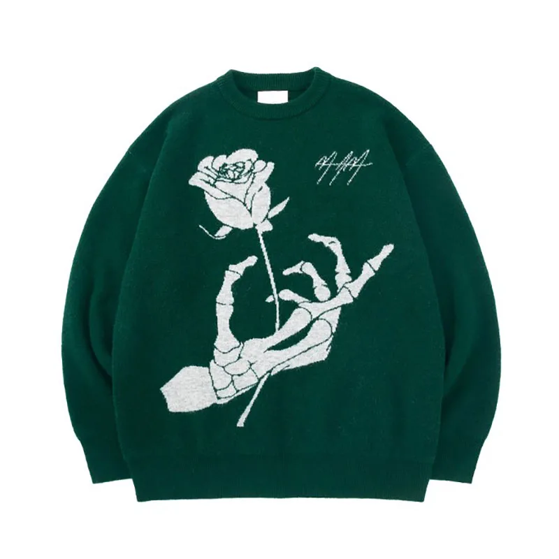 Custom Logo Oversized knit pullover knitwear Jacquard Pattern jumper  winter men  knitted 100%cotton sweater manufacturer