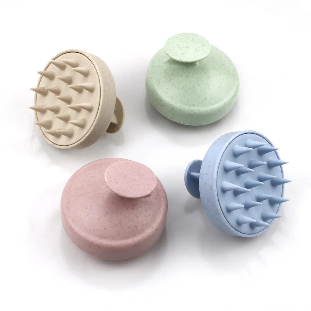 Private Logo Label Pet Baby Wheat Straw Scalp Massager Shampoo Hair Brush For Hair Cleaning Hair Brush Platycodon Shampoo Brush
