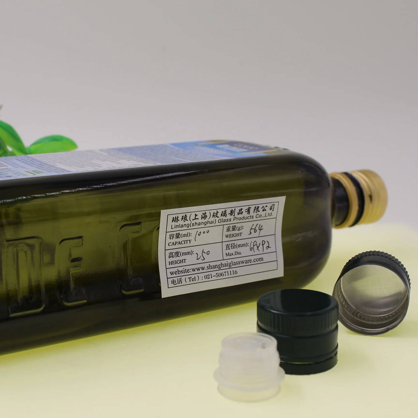 Shanghai linlang 500ml dark green Marasca olive oil bottle