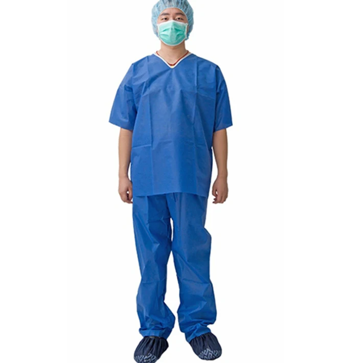 Медицинские синие скрабы костюм одноразовая Больничная одежда Пациента Платье