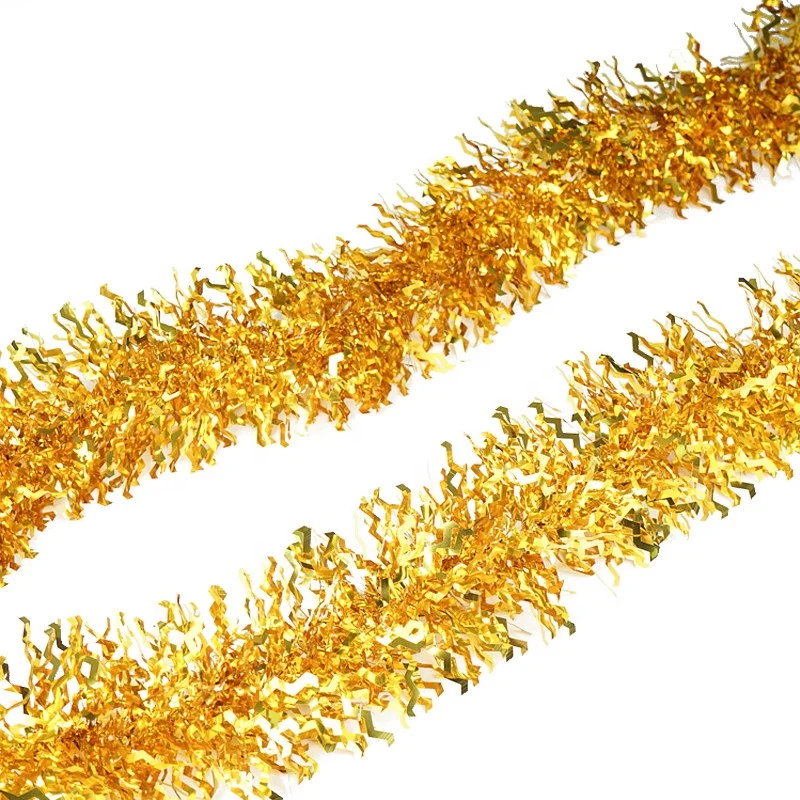 Christmas supplies personalized custom popular premium laser tinsel garland christmas tinsel material for displays