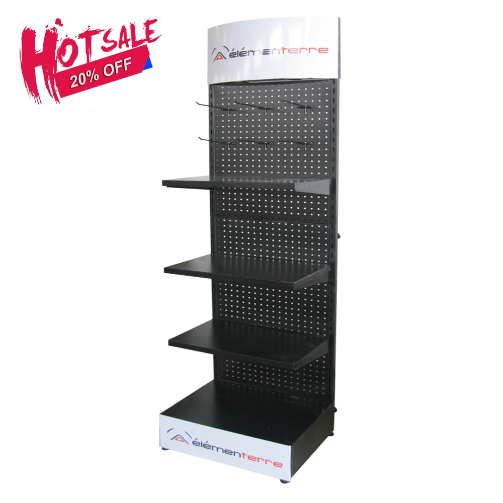 Pegboard rack display stand Floor Standing Rack Metal Stand Display with LED light