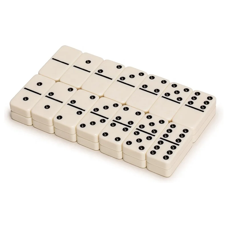 Imports 28 Tiles Double 6 Dominoes Pips Dots Game Set Jumbo Tournament Size Dominos with Dark Oak Wood Case