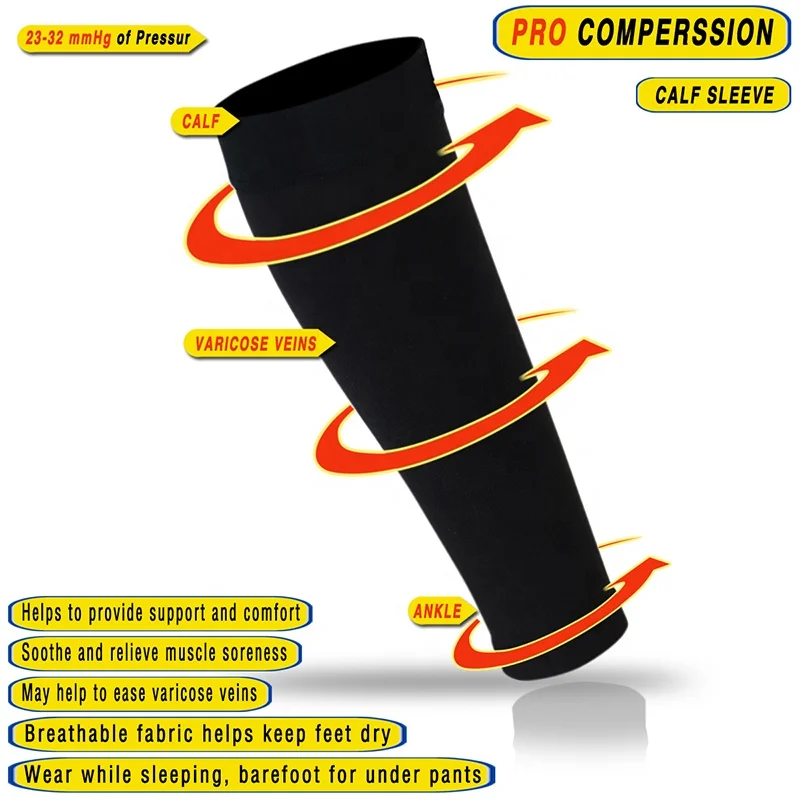 Breathable elastic sport running leg pads support shin guard brace compression calf sleeves for pain relief