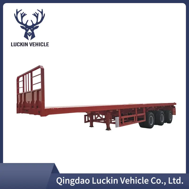 China Low Price High Quality Trailer 40 Ft Tri Axle Flatbed Container Semi Trailer