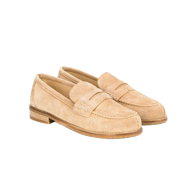 Slip-on kids leather casual shoes wholesale brown suede loafers for boys