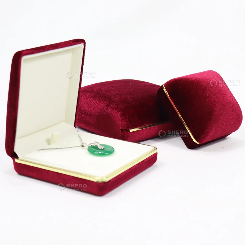 High Quality Small Mini Velvet Suede Logo Plastic Flocking Jewelry Box Manufacturers Ring pendant Jewelry packaging