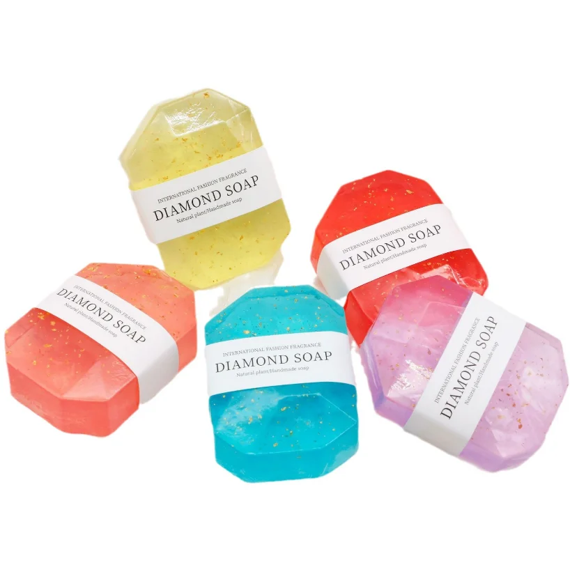 Hot selling OEM Private Label Diamond Soap face body  cleaning whitening 24k Gold Foil Handmade Soap