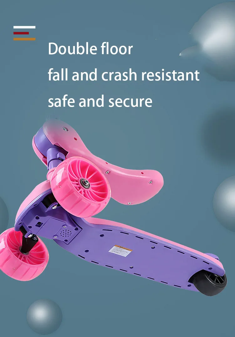The factory shipped the new pink Princess children three-wheel scooter can sit and stand with light music balance car