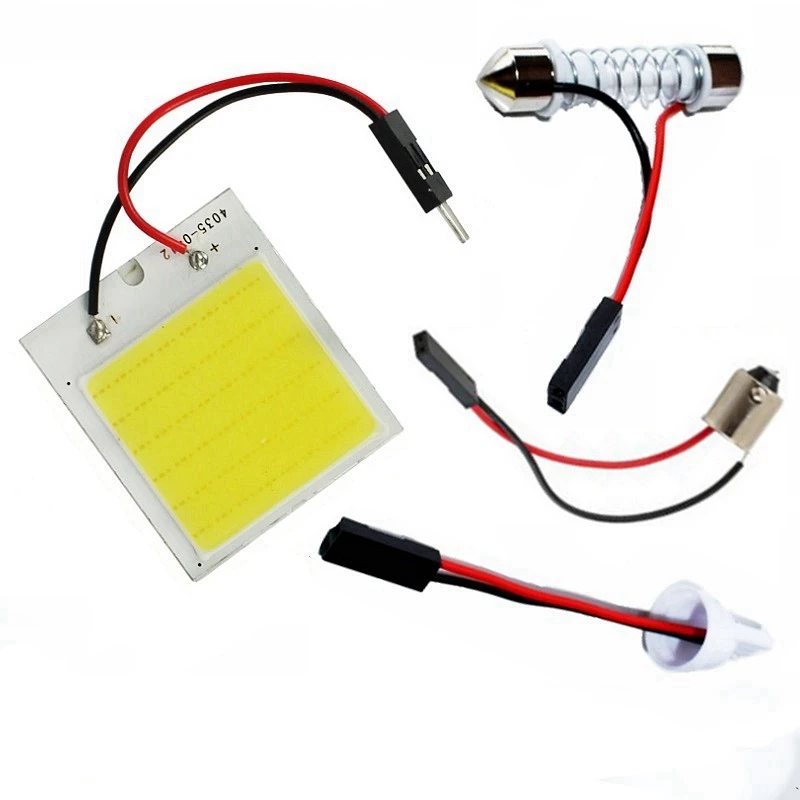 T10 W5W C5W Festoon BA9S 3 Adapter 18 24 48 Chips COB LED Auto Panel Light Reading Bulb Car Interior Map Dome Lamp Super White