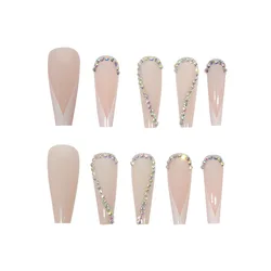 24Pcs Colors Matte Ballerina Long Coffin French Heart Shape Nails artificial nails wholesale