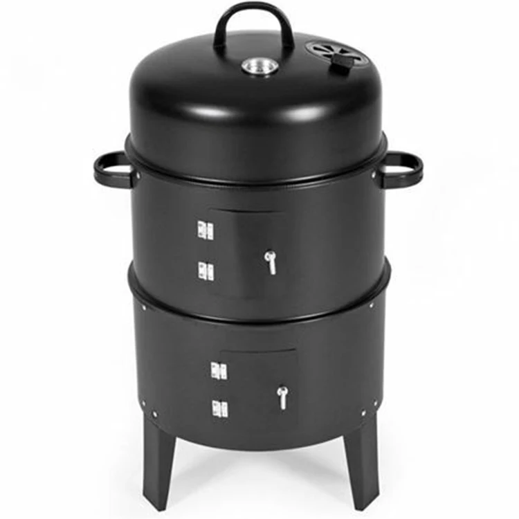 3 In 1 Charcoal Bbq Grills Ovens Smoker 3 Layers Tower Vertical Barrel Charcoal Barbecue Grill Smoker