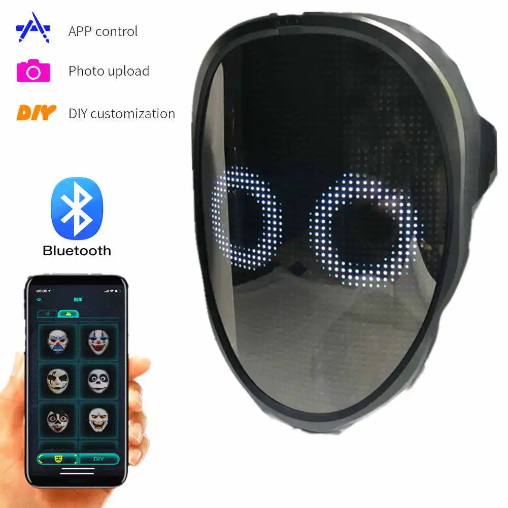 2021 New APP Control LED Display Lights Up DIY Squid Game Prank Concert Battery Blue tooth Halloween Led Party Mask