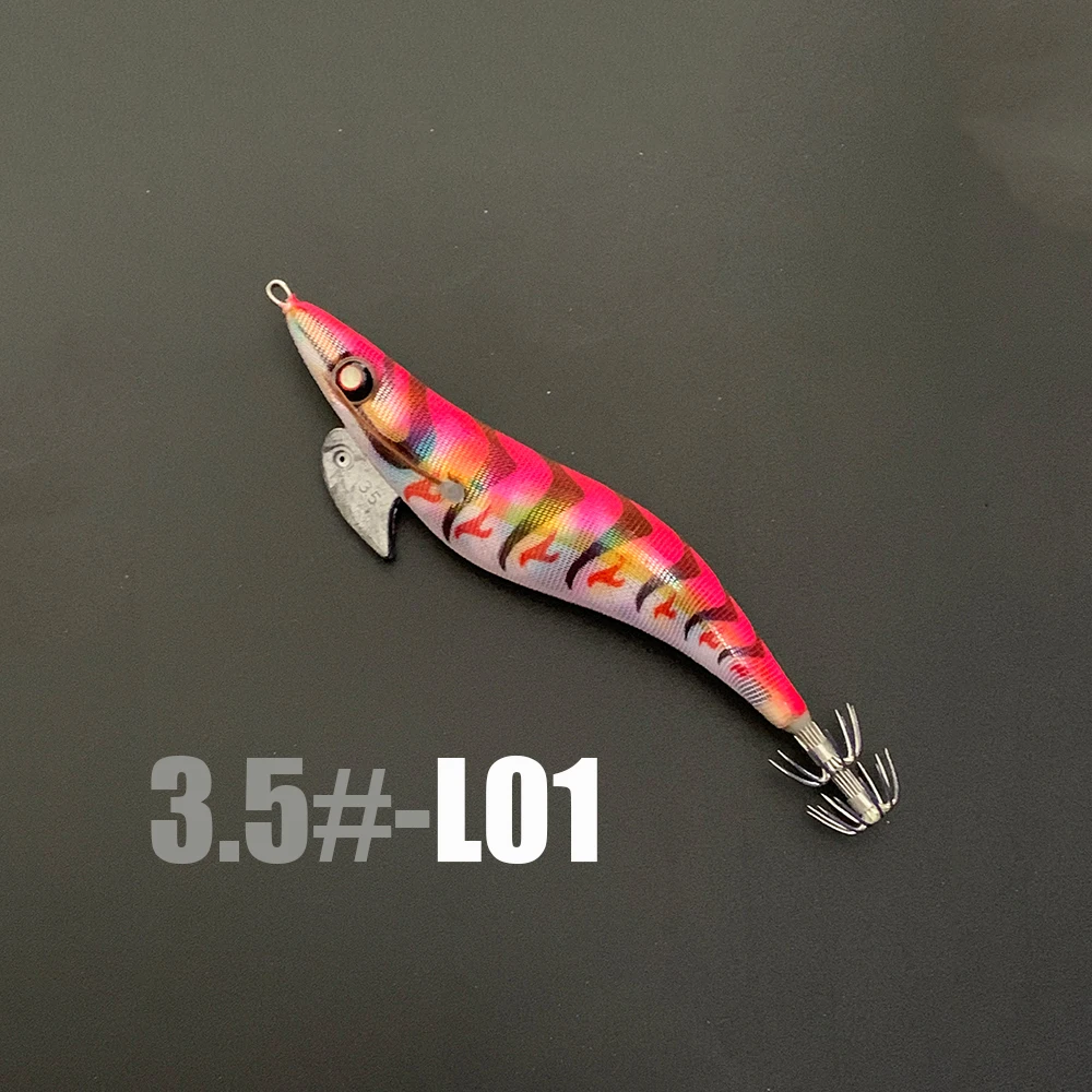 Ancient Hunter TYYD-1002 3.5#-21G  luminous Squid Jigs fishing lures Artificial Bait Wood Shrimp