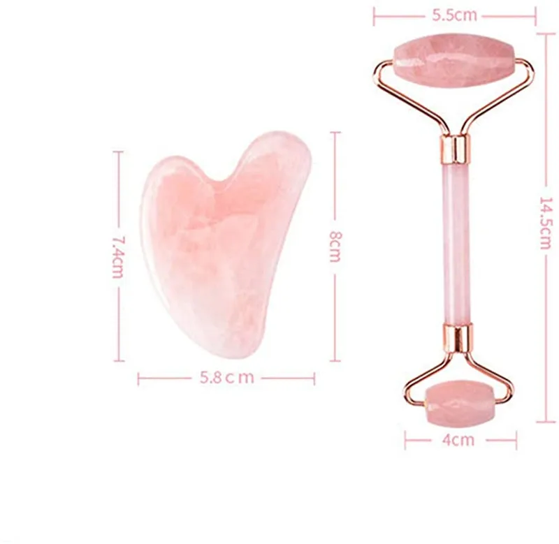 
Natural rose quartz jade roller Massage Tools face massage tools double head jade roller 