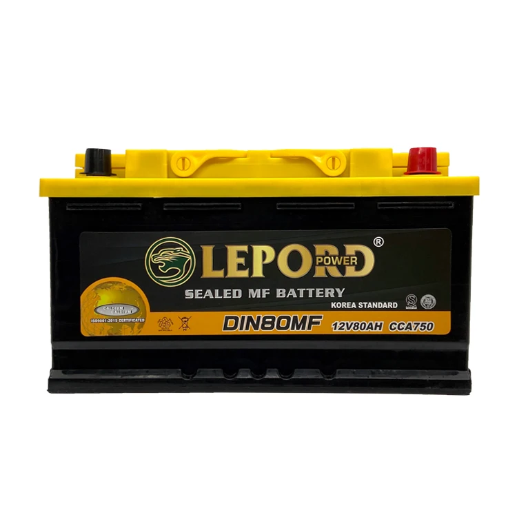 Свинцово-кислотные батареи, не требующие технического обслуживания, автомобильные батареи DIN80 12v 80ah