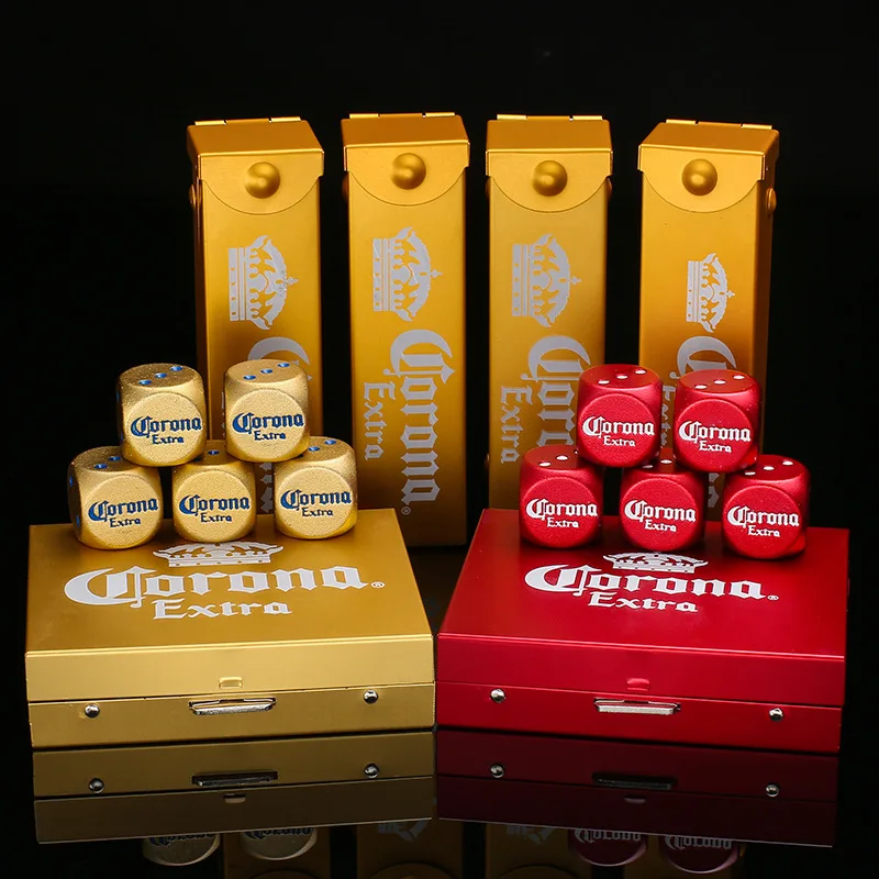 5pcs set 16mm d6 dice custom metal dice with case aluminum dice with logo