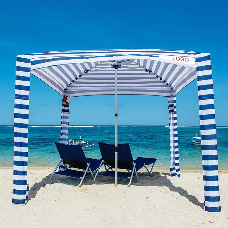 Beach Shade Canopy Sun Shelter Tent Portable Aluminum Square Beach Umbrella Cool Cabana Tent for Outdoor