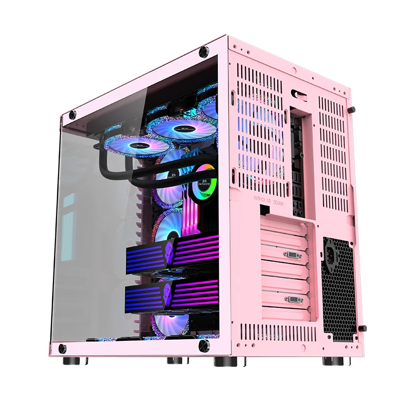 SNOWMAN In Stock ATX /M-ATX PC Gaming Case For Desktop PC Cabinet Computer Case&Towers USB3.0 Transparent Glass Panal PC Chassis