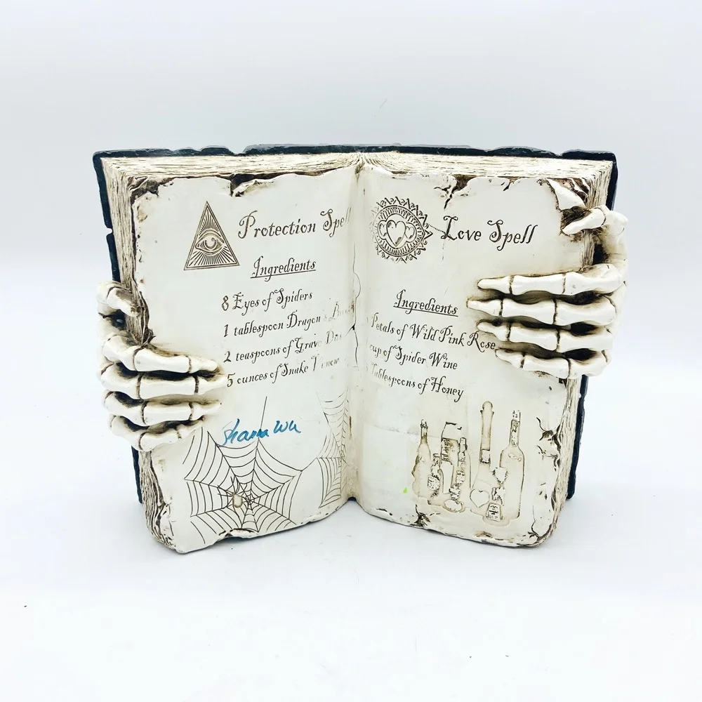 
Scary Horror Props Resin Zombie/skeleton/skulls hand magic/spells book for Halloween Haunted Home house party decorations 
