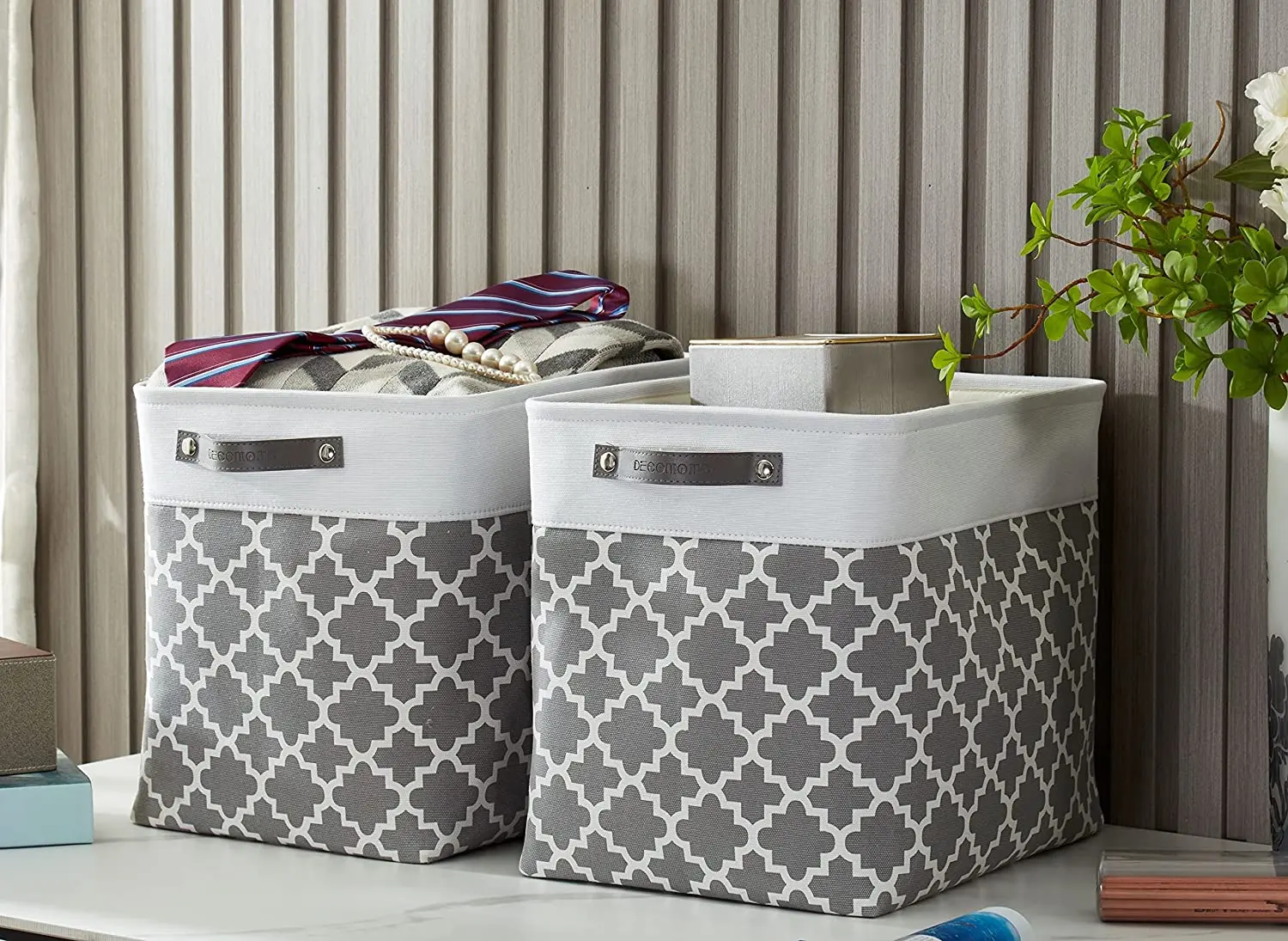 KUYUE Storage Basket Collapsiblerope Storage Box Organizer Foldable White Clothing Organizer Modern Folding Rectangle Manual