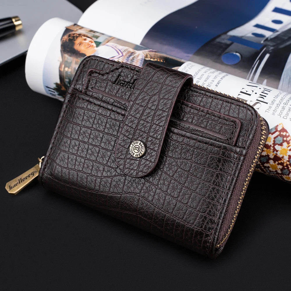 portefeuille homme cuir baellerry luxury wallet for men zipper Big Capacity wallet rfid blocking Credit Card business wallet