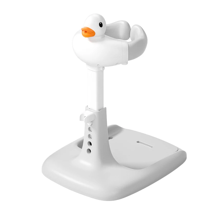 Portable Duck Shaped Safe Adjustable Baby Hug Bath Tower For Standing Toddler Shower Stand Free Mother Hands