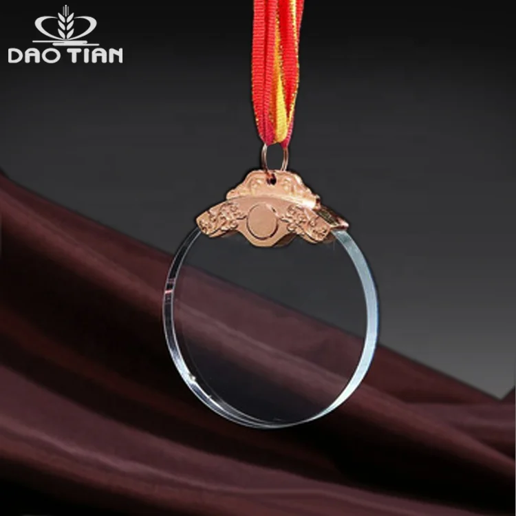 DT custom 3d engraved 60mm 70mm 80mm crystal Advertising medals gifts for doctors or company year-end gifts for your partners